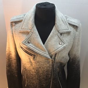 NWT GAP White, Gray & Black Ombre Moto Jacket – Size M